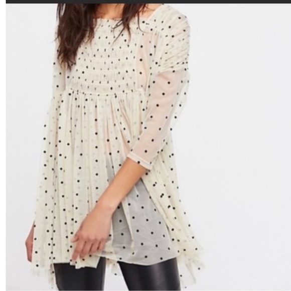 Free People Tops - Free people sheer polkadot tunic dress